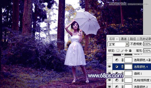Photoshop调出森林果子照片梦幻紫色调,PS教程,素材中国