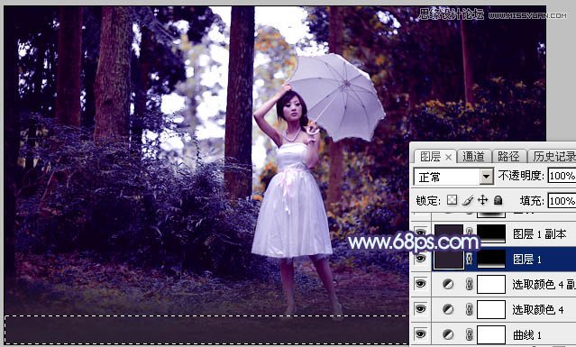 Photoshop调出森林果子照片梦幻紫色调,PS教程,素材中国