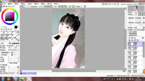 Photoshop结合SAI把可爱女生转手绘处理,PS教程,素材中国