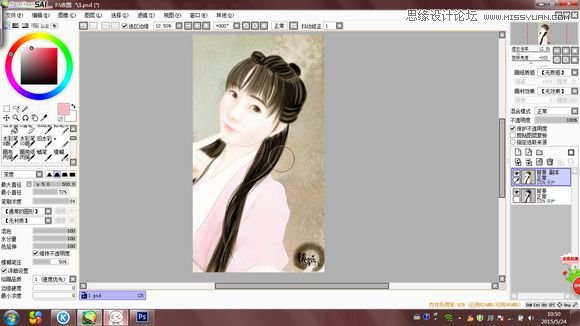Photoshop结合SAI把可爱女生转手绘处理,PS教程,素材中国