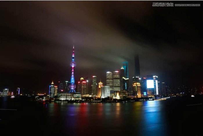 Photoshop给外滩照片白天变成夜晚效果,PS教程,素材中国