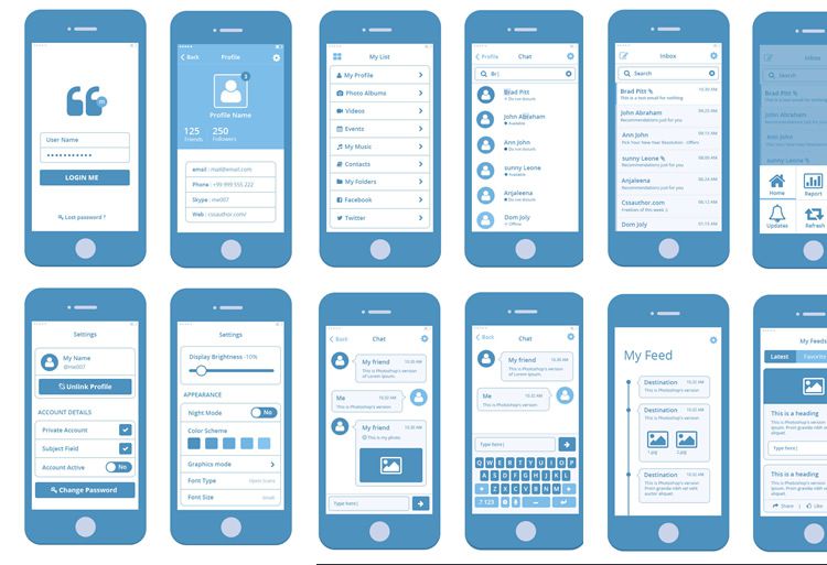 Mobile Wireframe Kit PSD wireframe mockup free template
