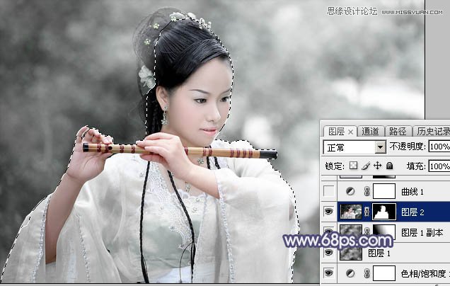 Photoshop调出古装MM唯美淡蓝色调,PS教程,素材中国