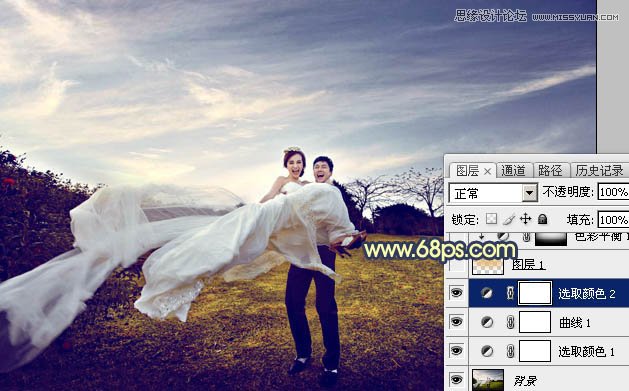 Photoshop调出外景婚片秋季暖黄效果,PS教程,素材中国