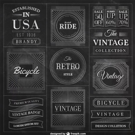 Blackboard-badges-in-vintage-style