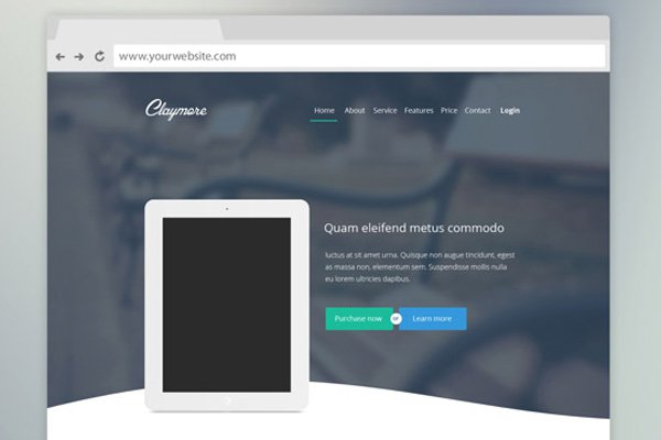 claymore landing page website app mockup freebie