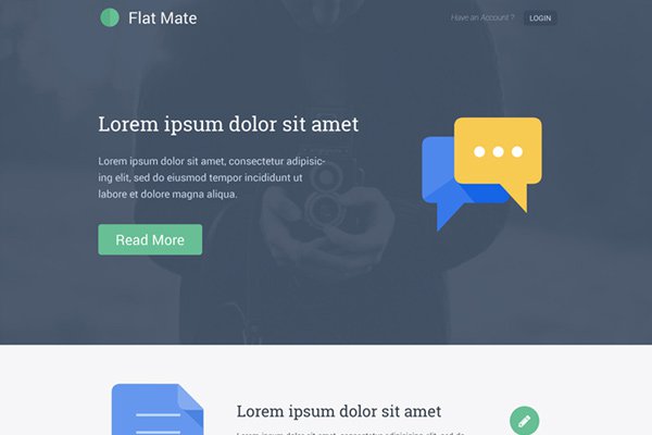 flat mate free single page psd freebie download