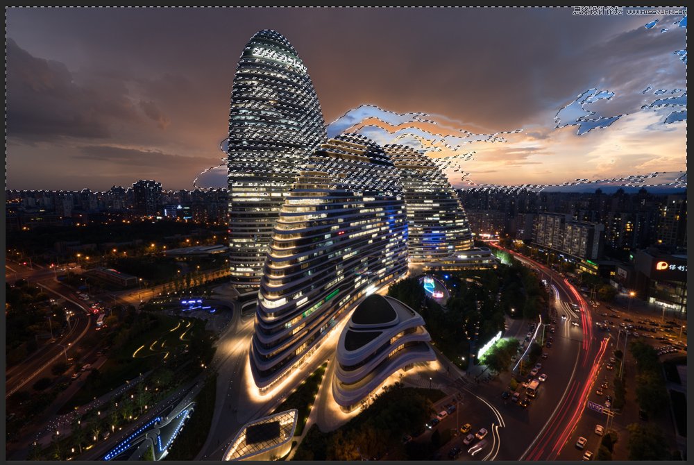 Photoshop合成超酷的城市夜景效果图教程,PS教程,素材中国