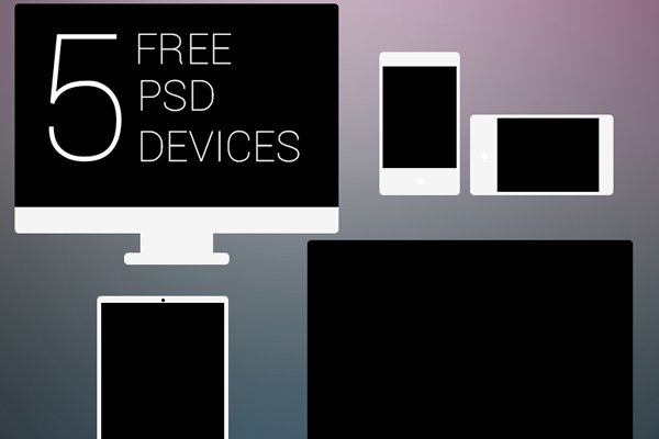 5 flat device icons apple psd freebie