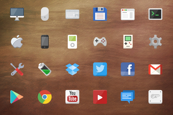 iphone retina 2x flat techie icons psd freebie