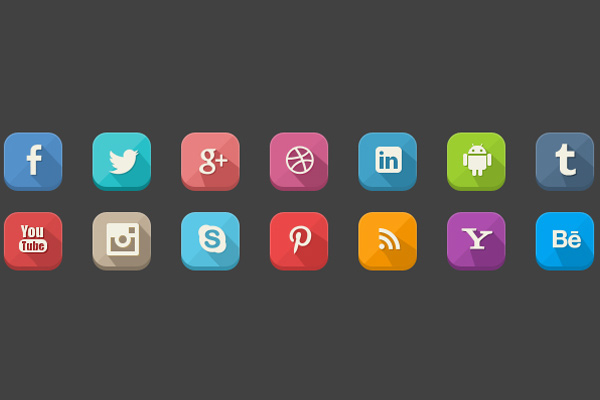 long shadow social media icons iconset psd freebie