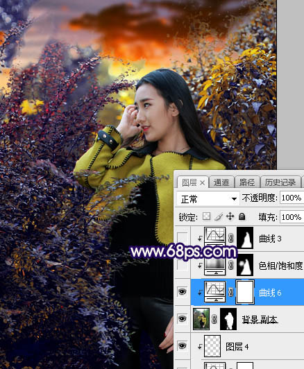Photoshop给外景美女人像添加夕阳光效美景,PS教程,素材中国网