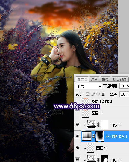 Photoshop给外景美女人像添加夕阳光效美景,PS教程,素材中国网