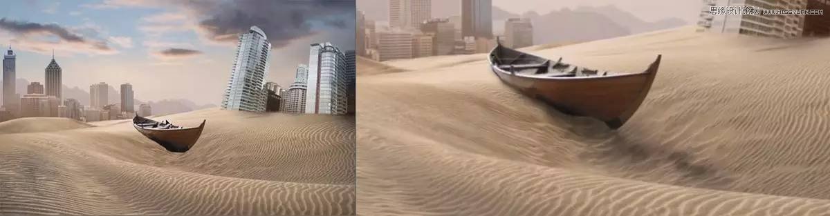 Photoshop合成世界末日中被沙丘淹没的城市,PS教程,素材中国网