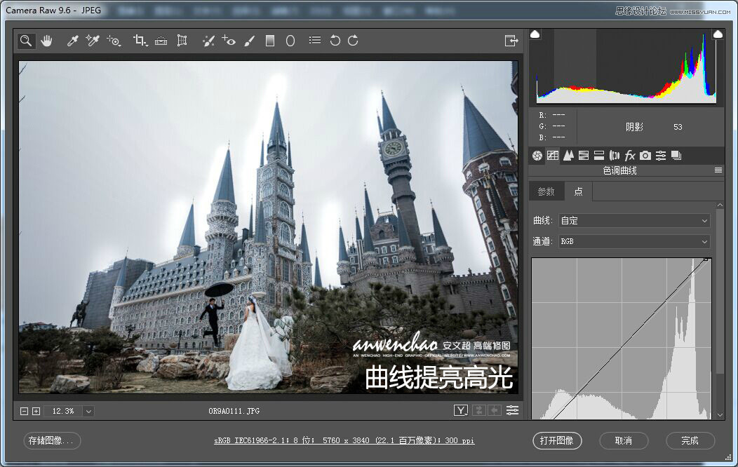 Photoshop给城堡婚纱照片添加梦幻夜景星空背景,PS教程,设计原