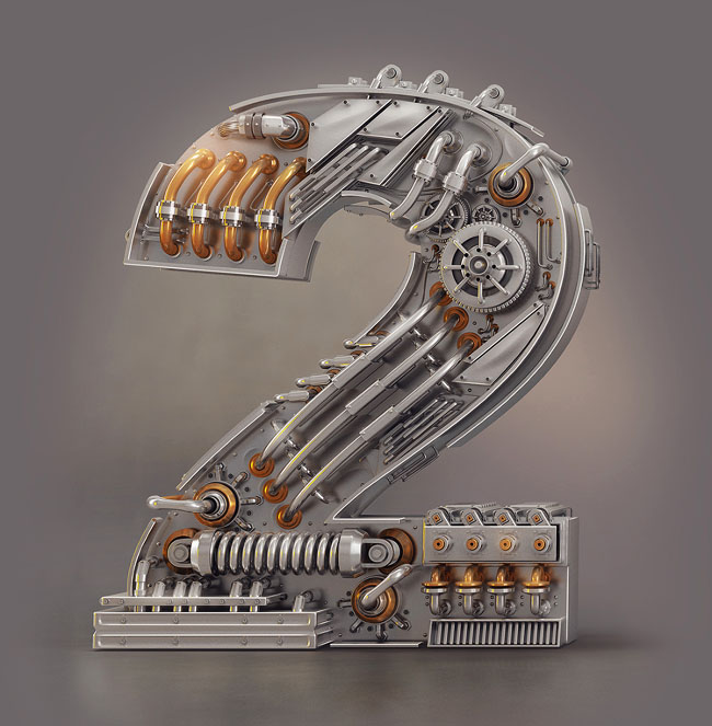 机械风格3d立体字作品