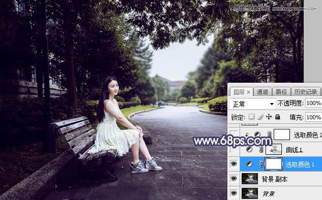 Photoshop调出公园美女人像夕阳美景效果,PS教程,素材中国网