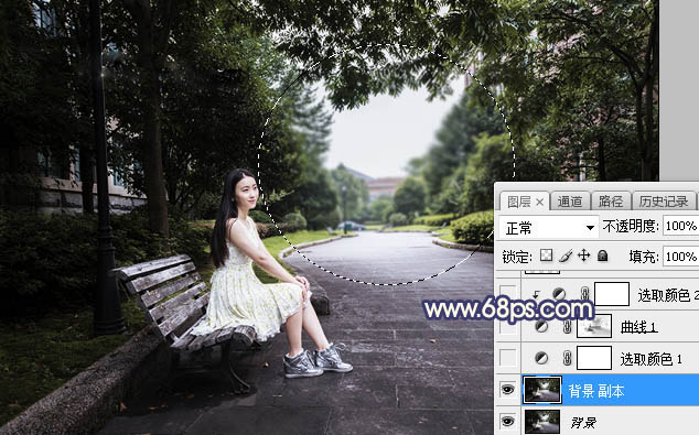 Photoshop调出公园美女人像夕阳美景效果,PS教程,素材中国网