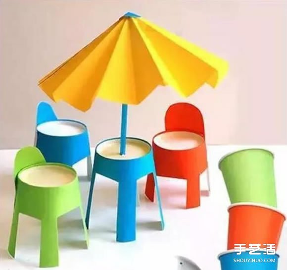 一次性纸杯手工制作椅子儿童玩具椅子制作