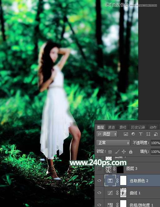 Photoshop调出人像外景照片绿色光影效果,PS教程,素材中国网