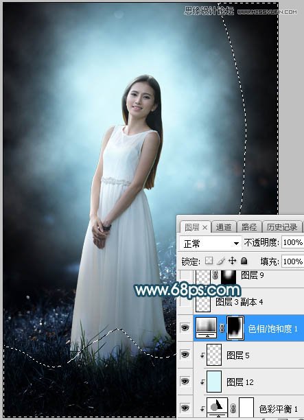 Photoshop给人像照片添加梦幻的蓝色散景背景,PS教程,素材中国网