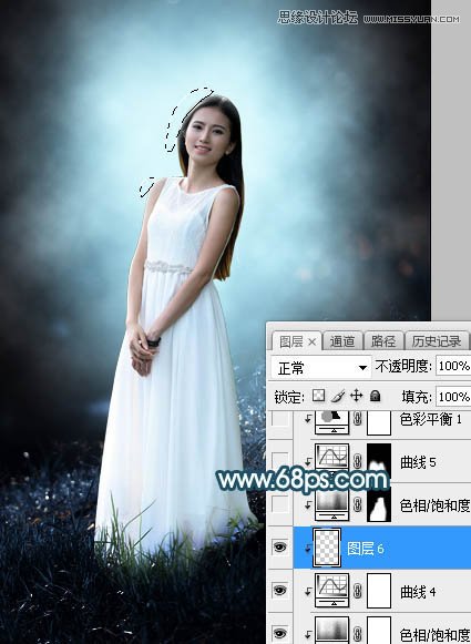 Photoshop给人像照片添加梦幻的蓝色散景背景,PS教程,素材中国网