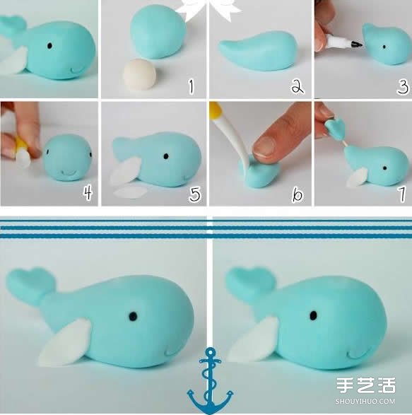 超轻粘土鲸鱼制作教程 儿童手工鲸鱼的做法_粘