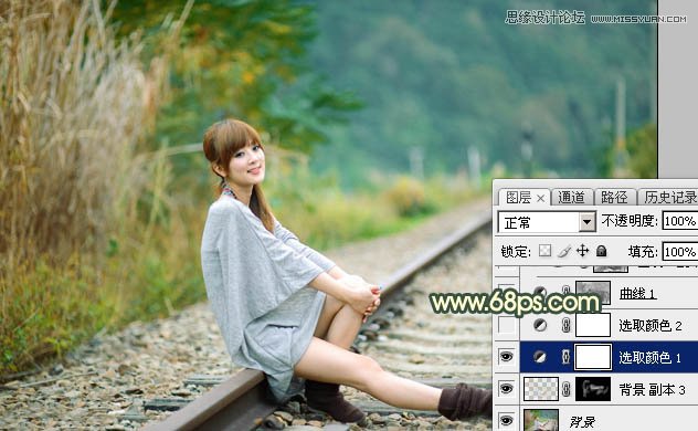 Photoshop绘制铁轨果子照片暗色逆光效果图,PS教程