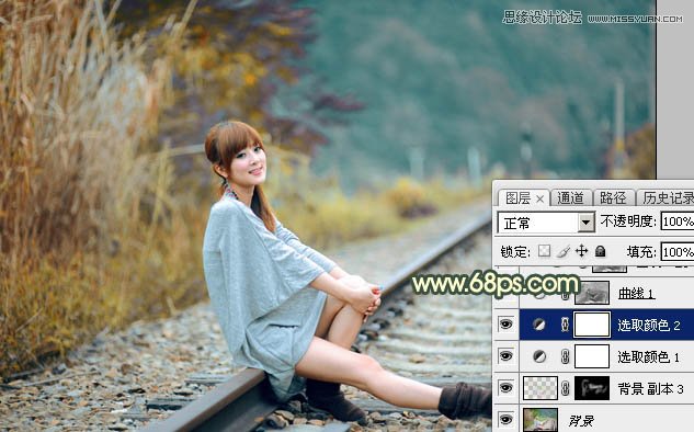 Photoshop绘制铁轨果子照片暗色逆光效果图,PS教程