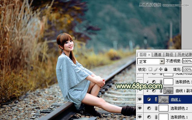 Photoshop绘制铁轨果子照片暗色逆光效果图,PS教程