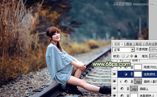 Photoshop绘制铁轨果子照片暗色逆光效果图,PS教程