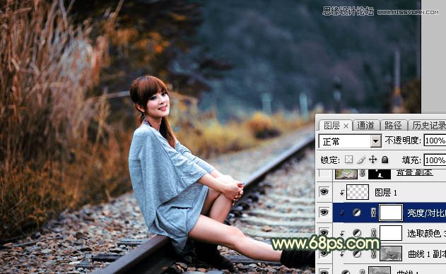 Photoshop绘制铁轨果子照片暗色逆光效果图,PS教程