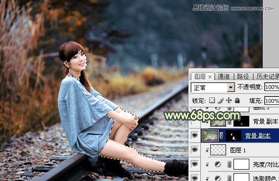 Photoshop绘制铁轨果子照片暗色逆光效果图,PS教程