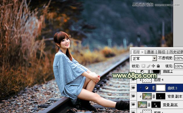 Photoshop绘制铁轨果子照片暗色逆光效果图,PS教程