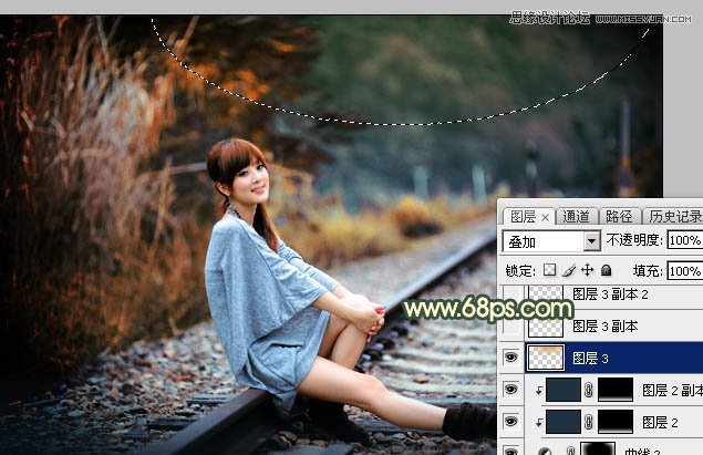 Photoshop绘制铁轨果子照片暗色逆光效果图,PS教程