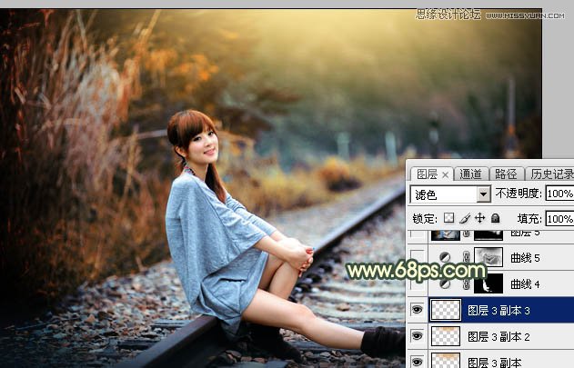 Photoshop绘制铁轨果子照片暗色逆光效果图,PS教程