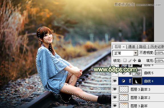 Photoshop绘制铁轨果子照片暗色逆光效果图,PS教程