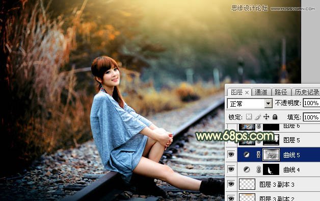 Photoshop绘制铁轨果子照片暗色逆光效果图,PS教程