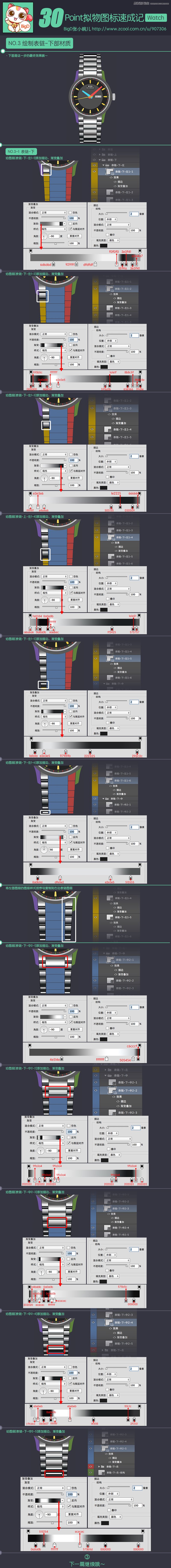 Photoshop绘制超级逼真的男士机械手表,PS教程,