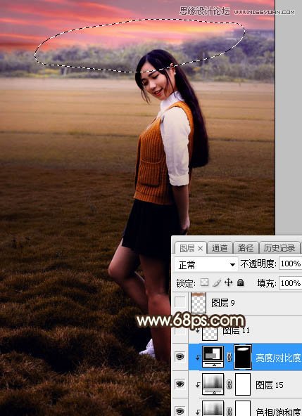 Photoshop给外景美女照片添加夕阳光线效果,PS教程,素材中国网