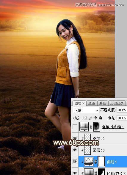 Photoshop给外景美女照片添加夕阳光线效果,PS教程,素材中国网