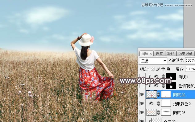 Photoshop给外景人像添加秋季冷色和云彩背景,PS教程,素材中国网