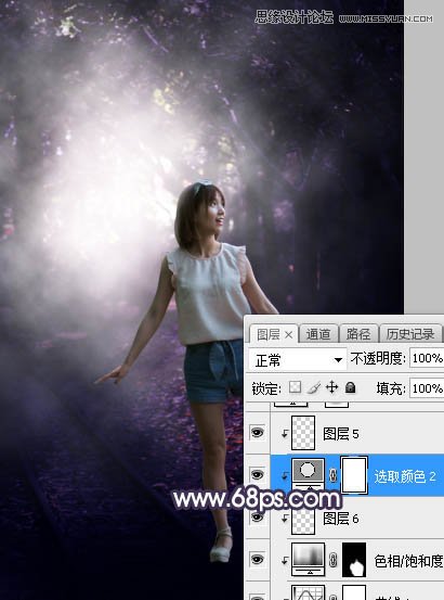 Photoshop给森林中的女孩添加橙色逆光效果,PS教程,素材中国网