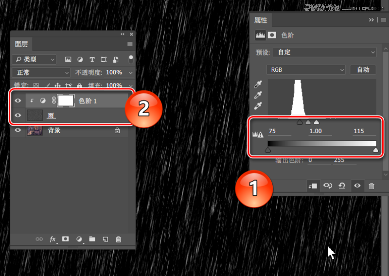 Photoshop简单3种方法制作动态的下雨效果,PS教程,素材中国网