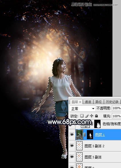 Photoshop给森林中的女孩添加唯美逆光效果,PS教程,素材中国网