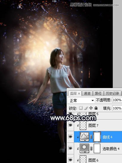 Photoshop给森林中的女孩添加唯美逆光效果,PS教程,素材中国网