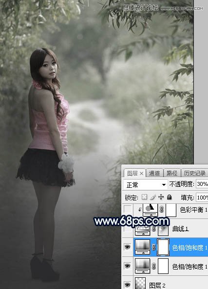 Photoshop给外景人像添加梦幻蓝色光斑效果,PS教程,素材中国网