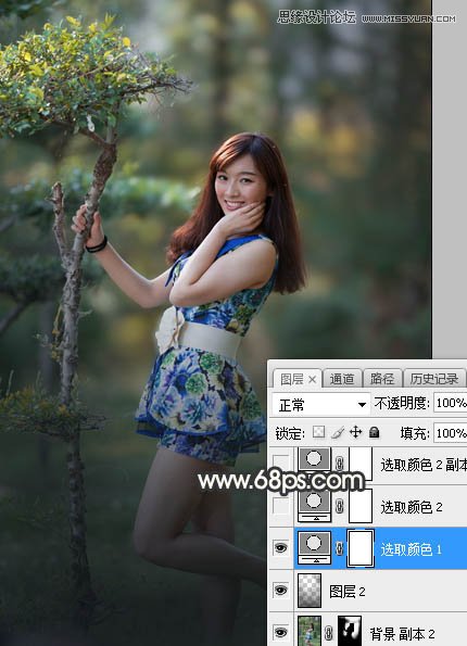 Photoshop调出树下美女照片梦幻逆光效果,PS教程,素材中国网