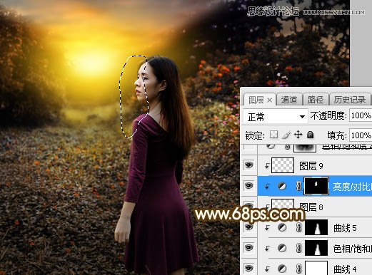 Photoshop调出外景人像照片夕阳美景效果,PS教程,素材中国网