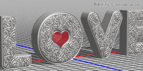 Photoshop制作银色纹理的LOVE艺术字,PS教程,素材中国网